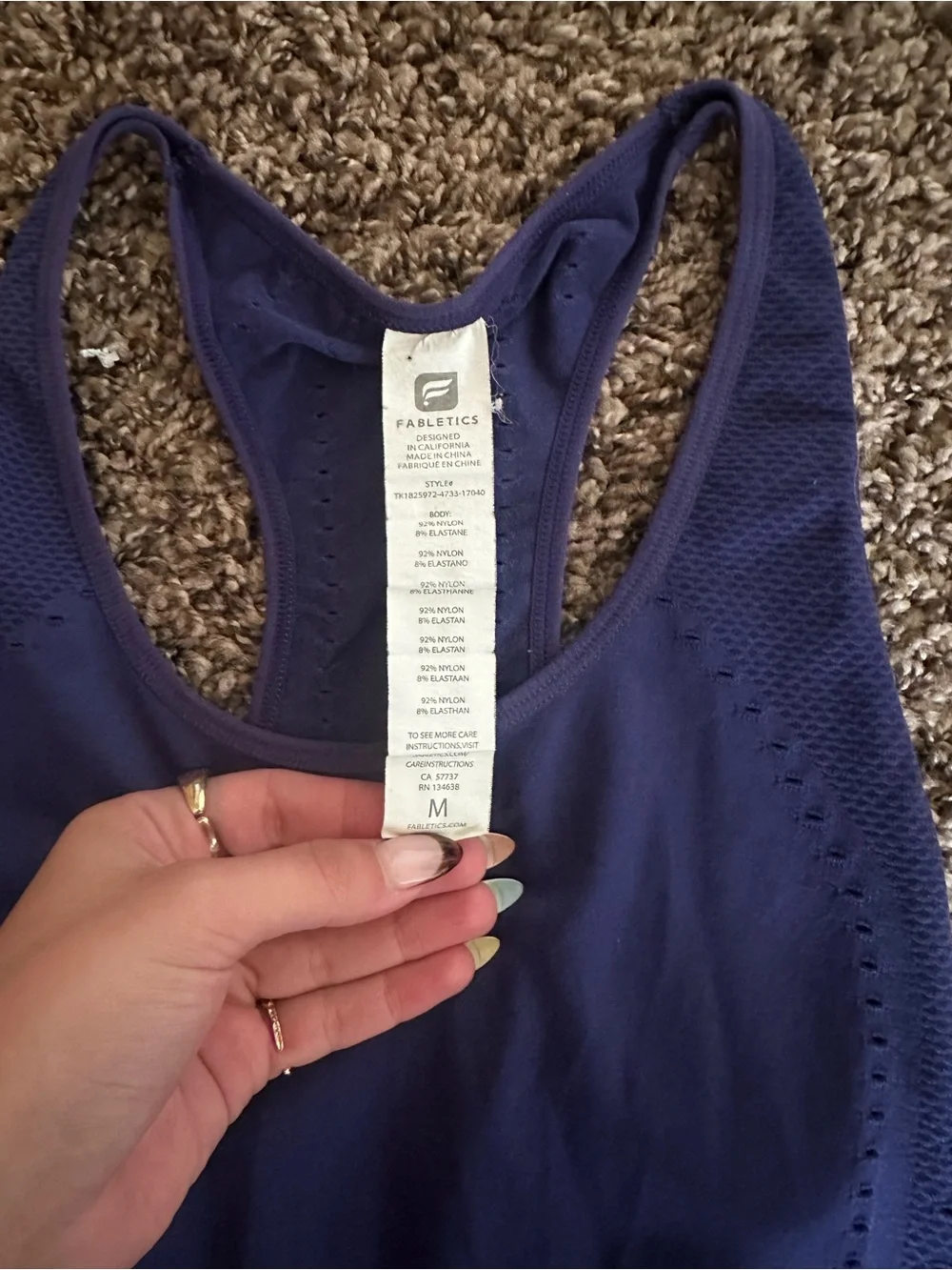 Fabletics Deep Blue Racerback Performance Tank - Picture 2 of 4